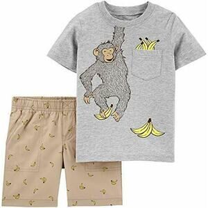 Carters 2 Piece Monkey T-shirt & Poplin Short Set 6 Months New